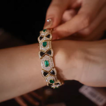 Emerald Onyx and Diamond Bracelet
