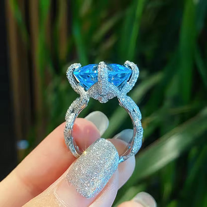 Cushion-Cut Blue Topaz Cocktail Ring