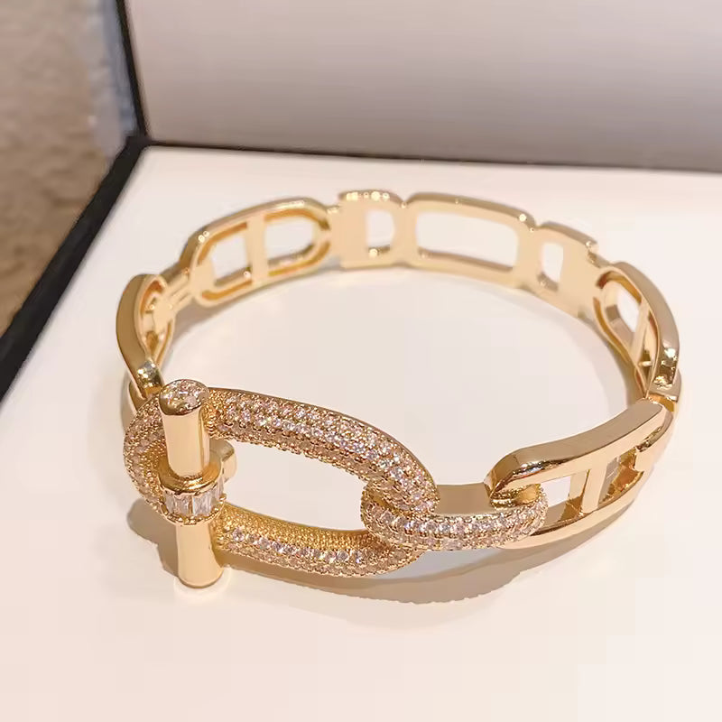 Tiffany Knot Double Row Hinged Bangle