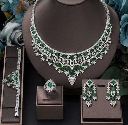 Red Teardrop Cubic Zircon  Necklace Set