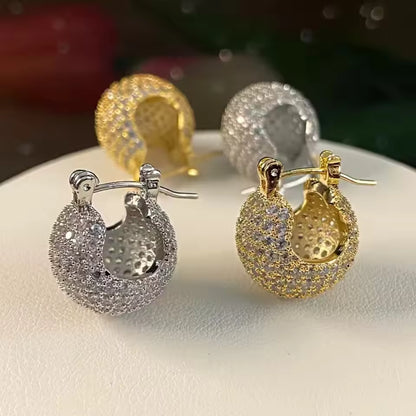 Pavé Domed Huggie Hoop Earrings