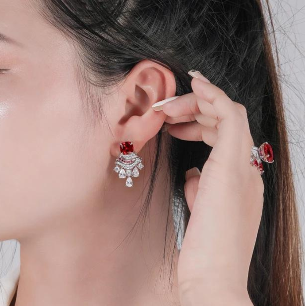 Ruby and Diamond Tassel Earrings