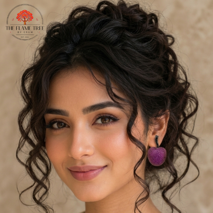 Ruby Pink Zircon Apple Earrings