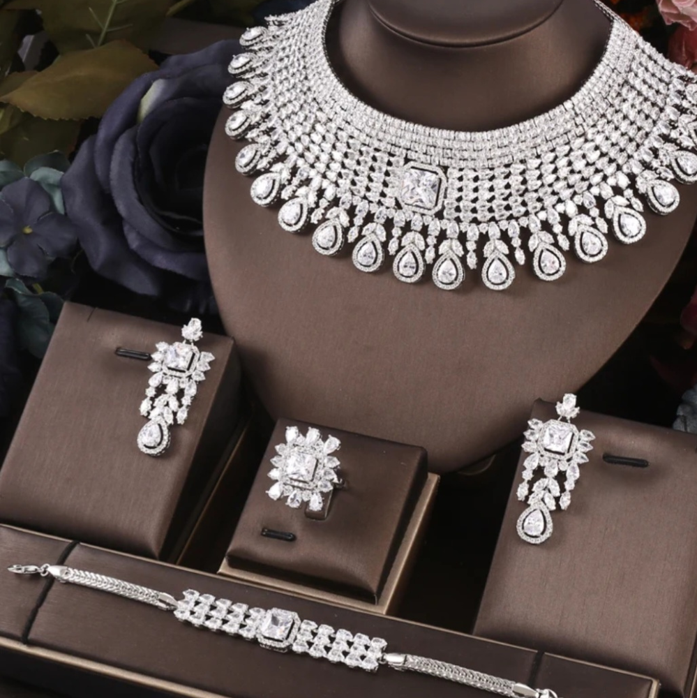 Marquise and Pear Cut Bridal Choker Set
