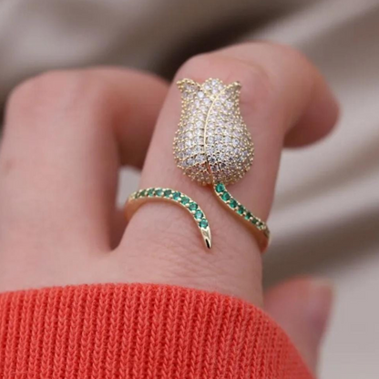 Aaira Blue Tulip Adjustable Ring