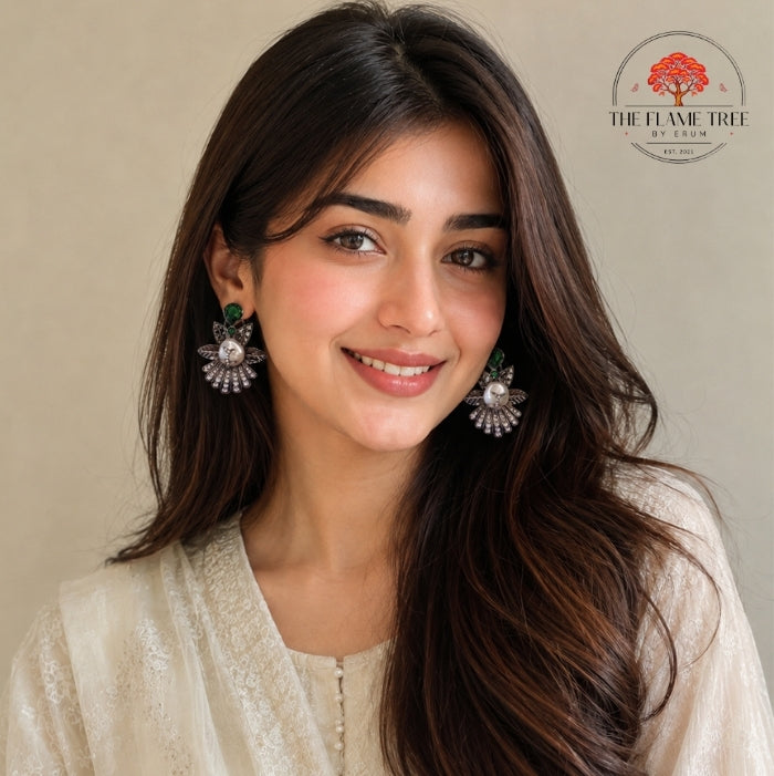 Real Pearl & AD Zircon Earrings
