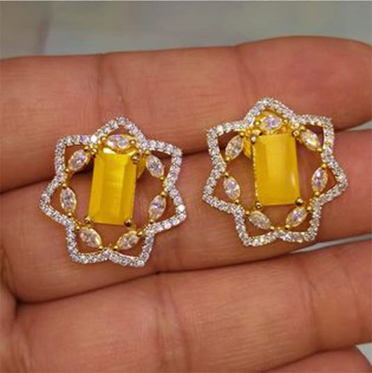 Emerald-cut yellow stone Earrings