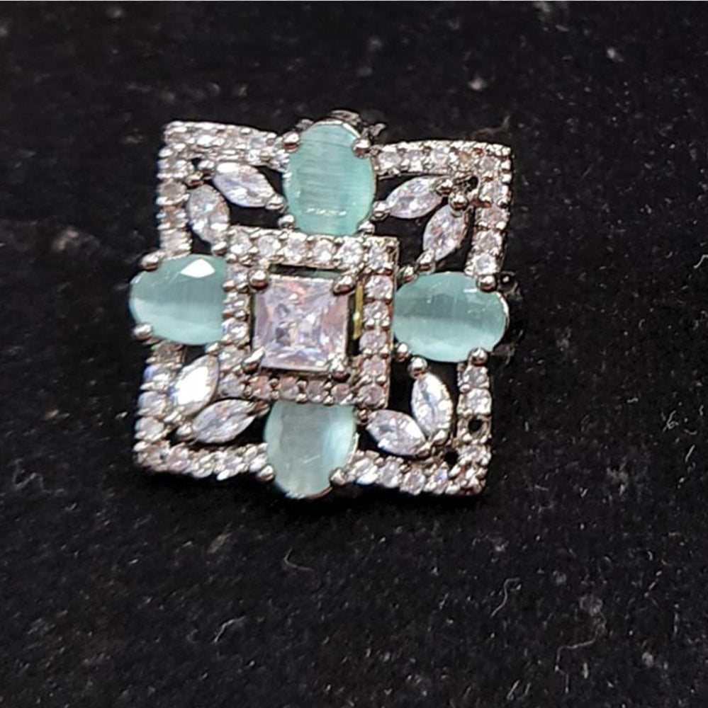 Mint Green Square Stone Ring