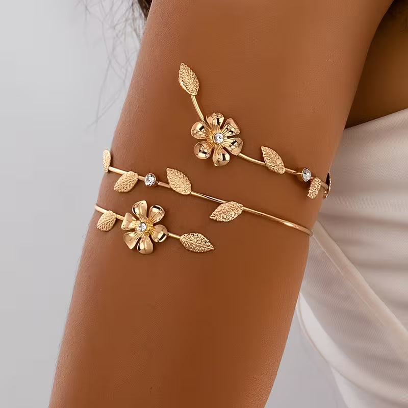 Elegant Enamel Flower Arm Cuff