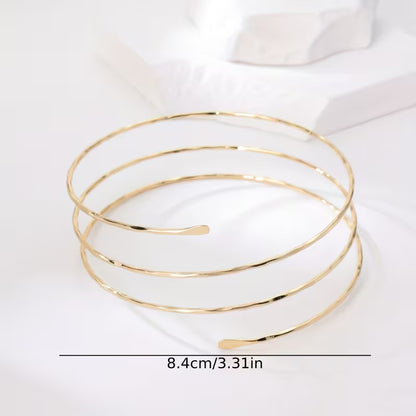 Adjustable Spiral Pure Brass Arm Cuff