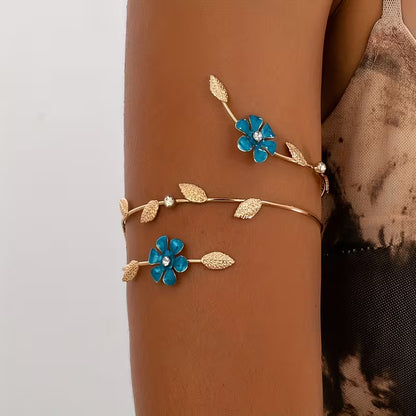 Elegant Enamel Flower Arm Cuff
