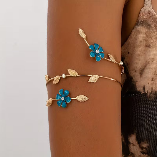 Elegant Enamel Flower Arm Cuff