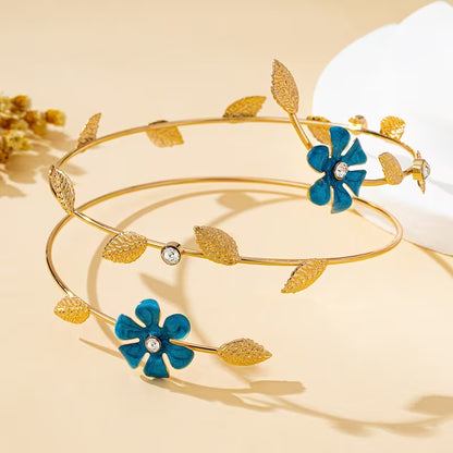 Elegant Enamel Flower Arm Cuff