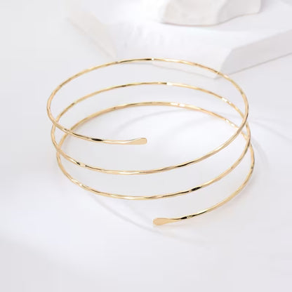 Adjustable Spiral Pure Brass Arm Cuff