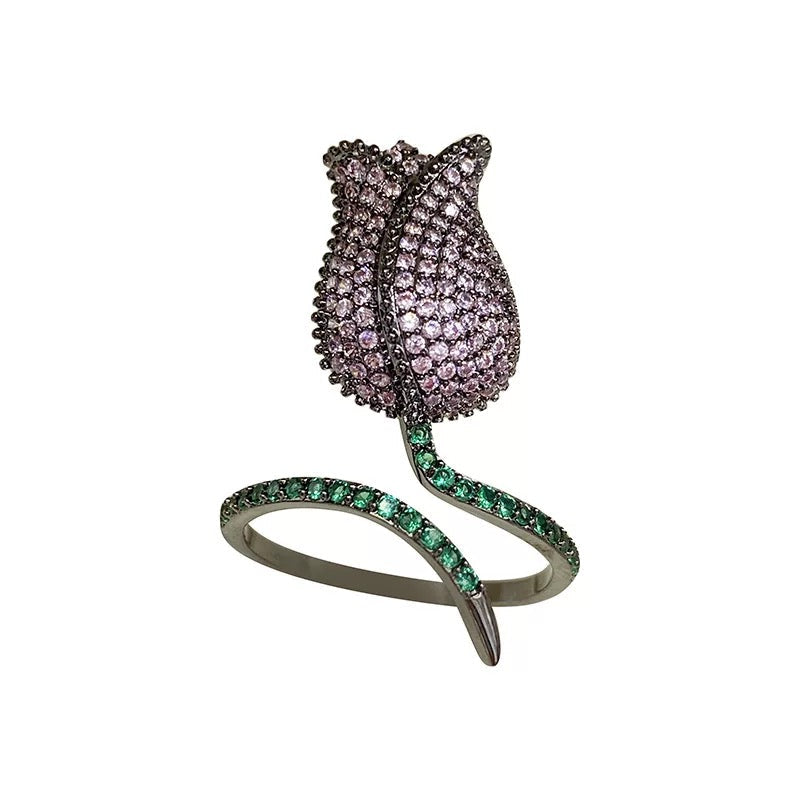 Aaira Blue Tulip Adjustable Ring