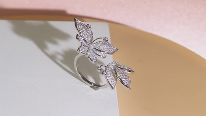 Double Butterfly Adjustable Ring