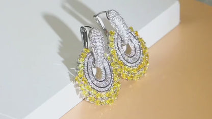 Luxury Purple & Pink Crystal Hoop Drop Earrings