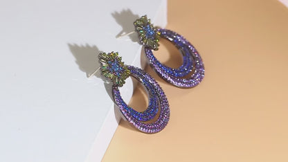 Zircons Multicolor Cubic Zirconia Hoop Earrings