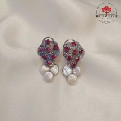Real Pearl & Black Polish Earrings