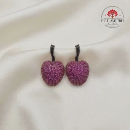 Ruby Pink Zircon Apple Earrings