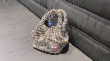 Red Ombre Rhinestone Bucket Bag
