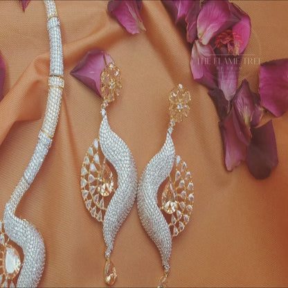 Rose Gold Zircon Necklace Set