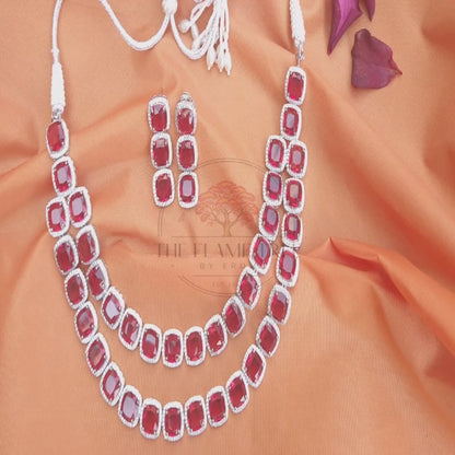 Double Layer Ruby Necklace Set