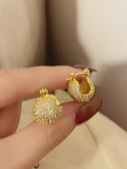 Pavé Domed Huggie Hoop Earrings