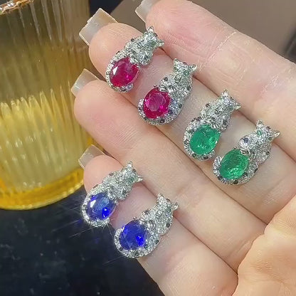 Leopard Sapphire Stud Earrings