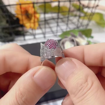 Red & Blue Crystal Bird Ring