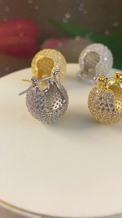 Pavé Domed Huggie Hoop Earrings