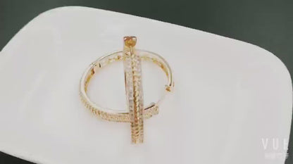 Gold Pavé Diamond Hoop Earring