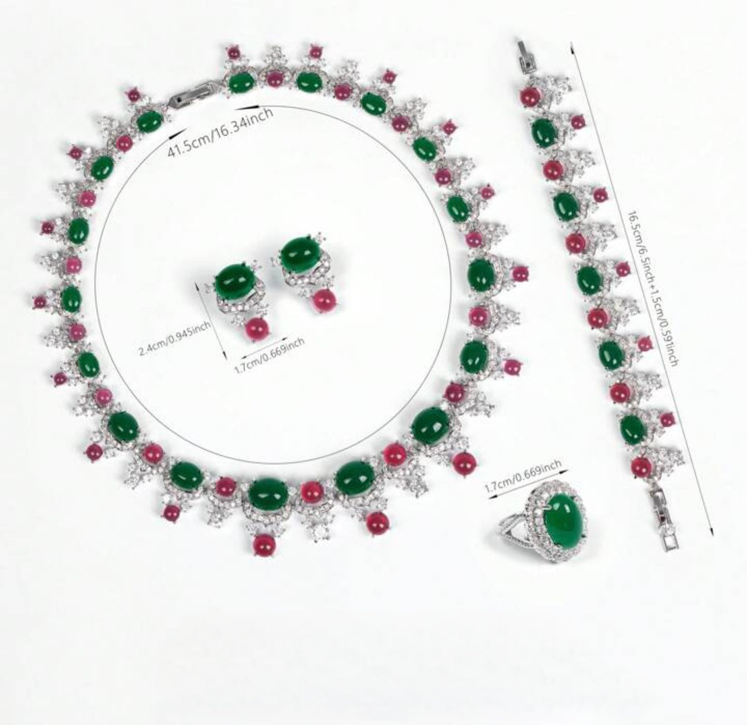 Ruby, Emerald & Diamond Jewelry Set