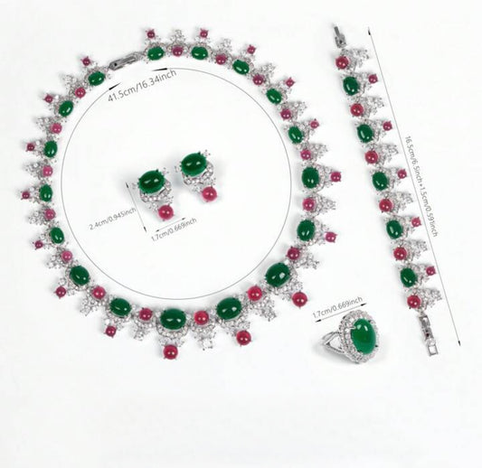 Ruby, Emerald & Diamond Jewelry Set