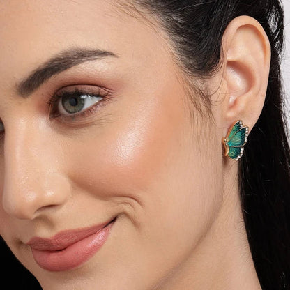 Gold Diamond Butterfly Earrings