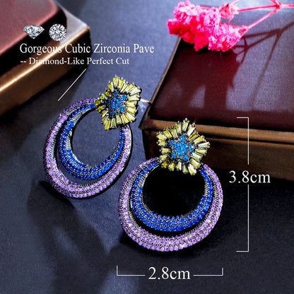Zircons Multicolor Cubic Zirconia Hoop Earrings
