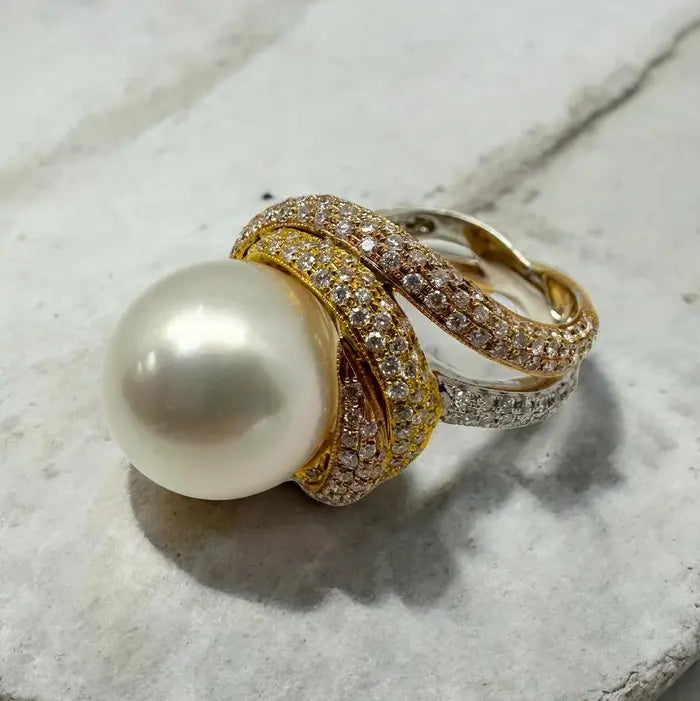 Gold plated pearl ring