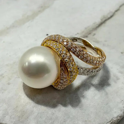 Gold plated pearl ring