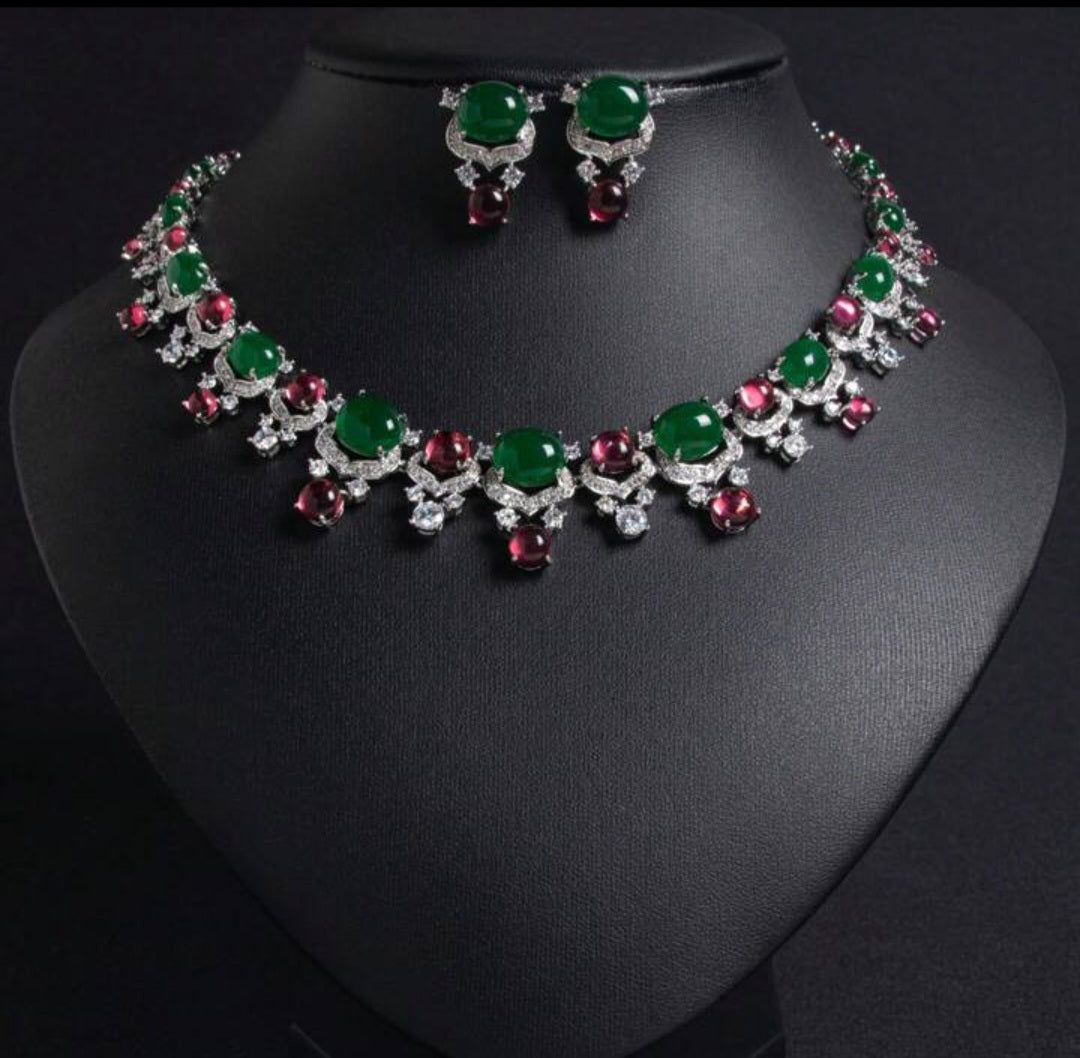 Ruby, Emerald & Diamond Jewelry Set