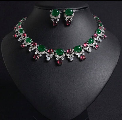 Ruby, Emerald & Diamond Jewelry Set