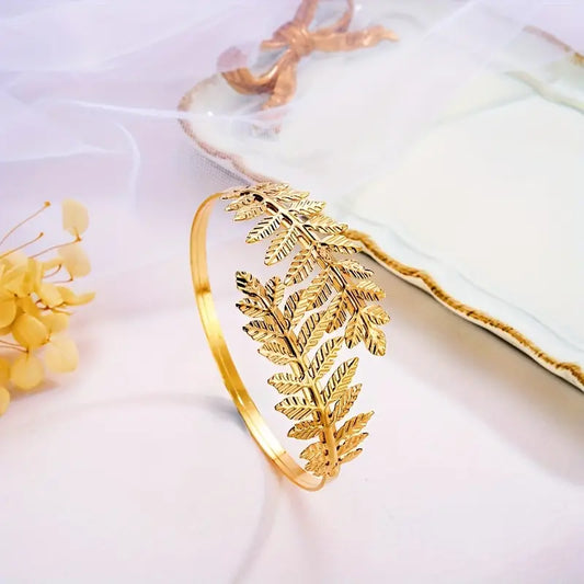 Gold Fern Leaf Open Cuff