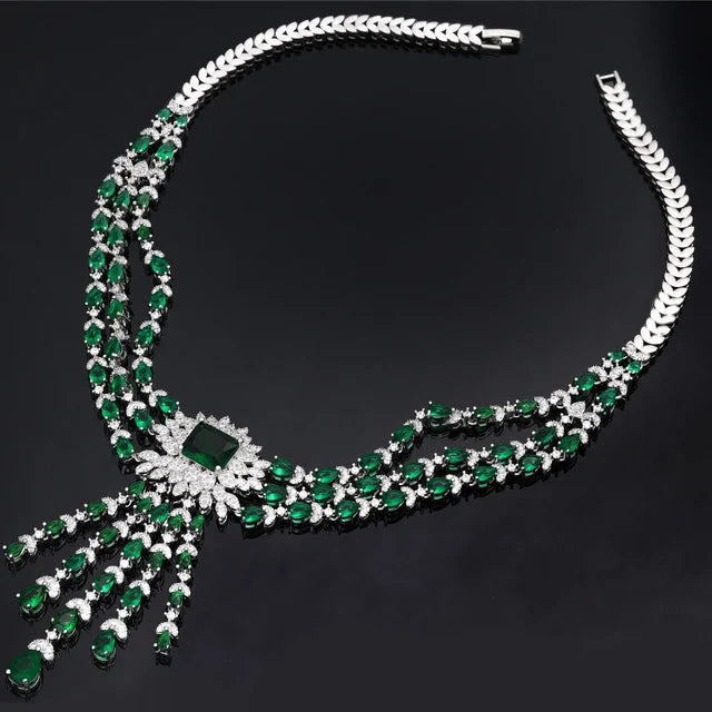 4PCS Green CZ Luxury African Jewelry Set