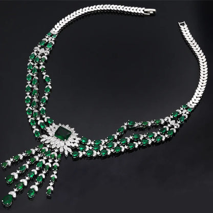 4PCS Green CZ Luxury African Jewelry Set