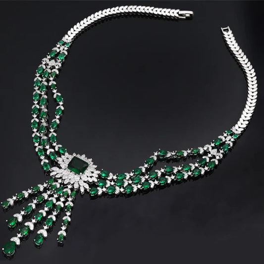 4PCS Green CZ Luxury African Jewelry Set