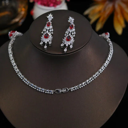 Red Teardrop Stones Jewellery Set