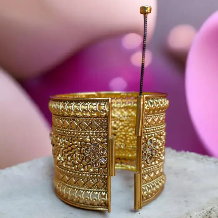 Antique Gold Floral Cuff Bangle