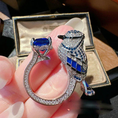 Blue Topaz Bird Bypass Cocktail Ring