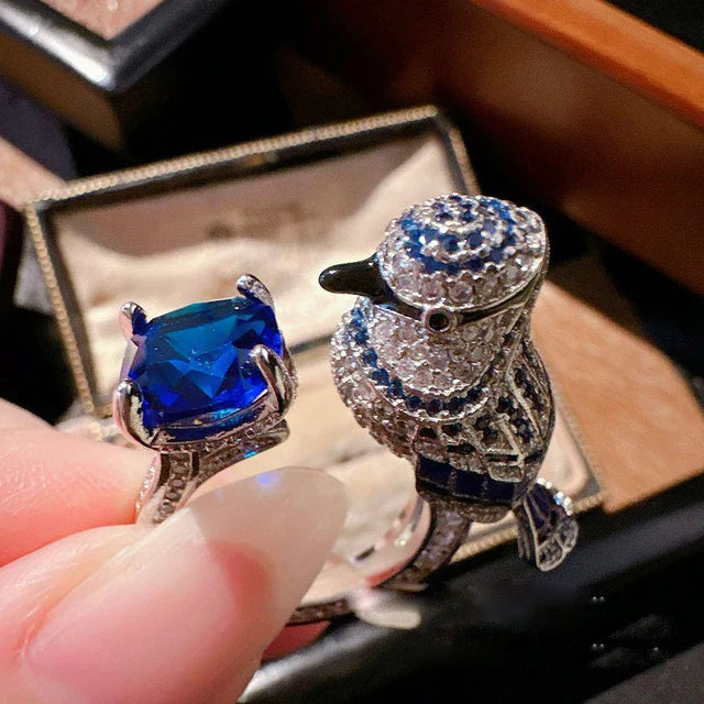 Blue Topaz Bird Bypass Cocktail Ring