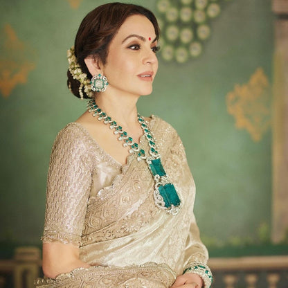 Emerald Shaped Halo Earrings & Necklace Set