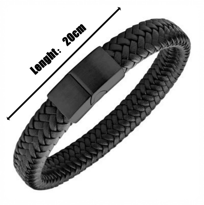 Men's Braided Leather Bracelet with Magnetic Clasp